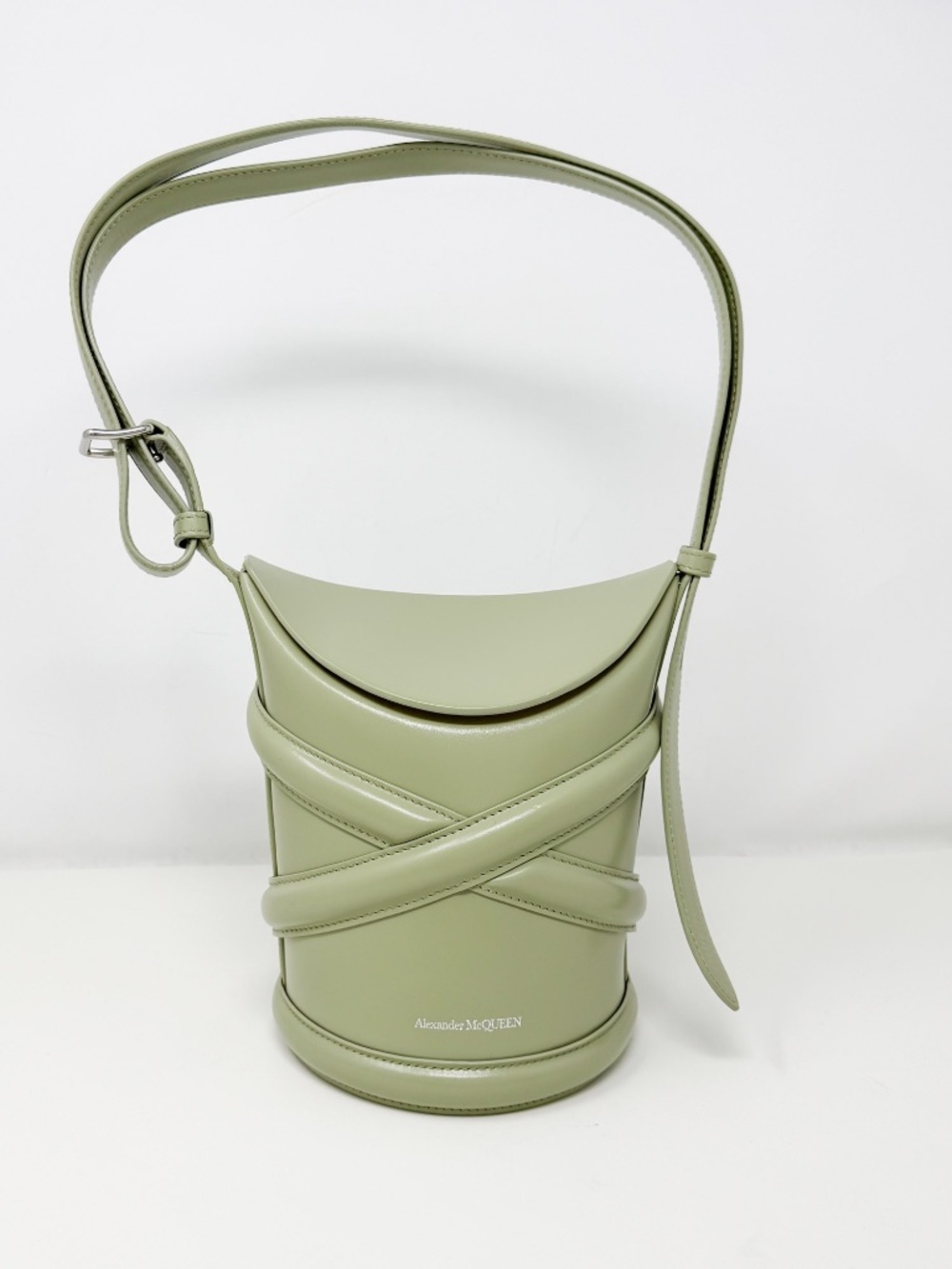 Alexander Mcqueen Borsa Piccola The Curve in Pelle Verde Sauge Bag